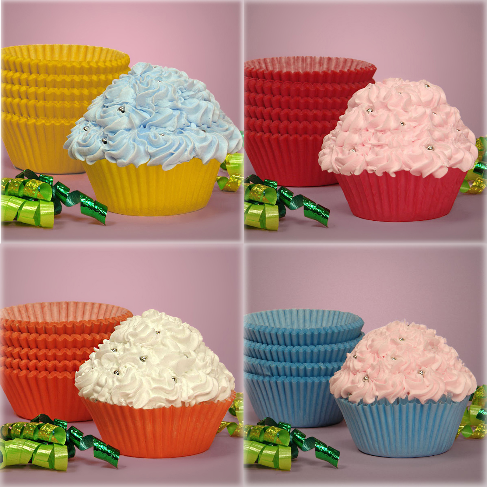 Assorted Rainbow Solid Regular Standard Cupcake Baking Cups MultiColor