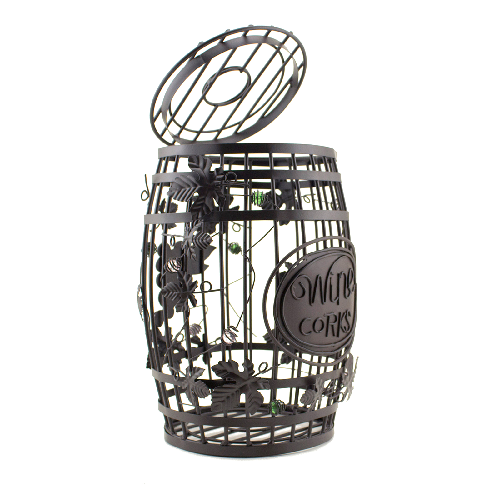 wine barrel cork holder home kitchen decor organization metal barrel cage