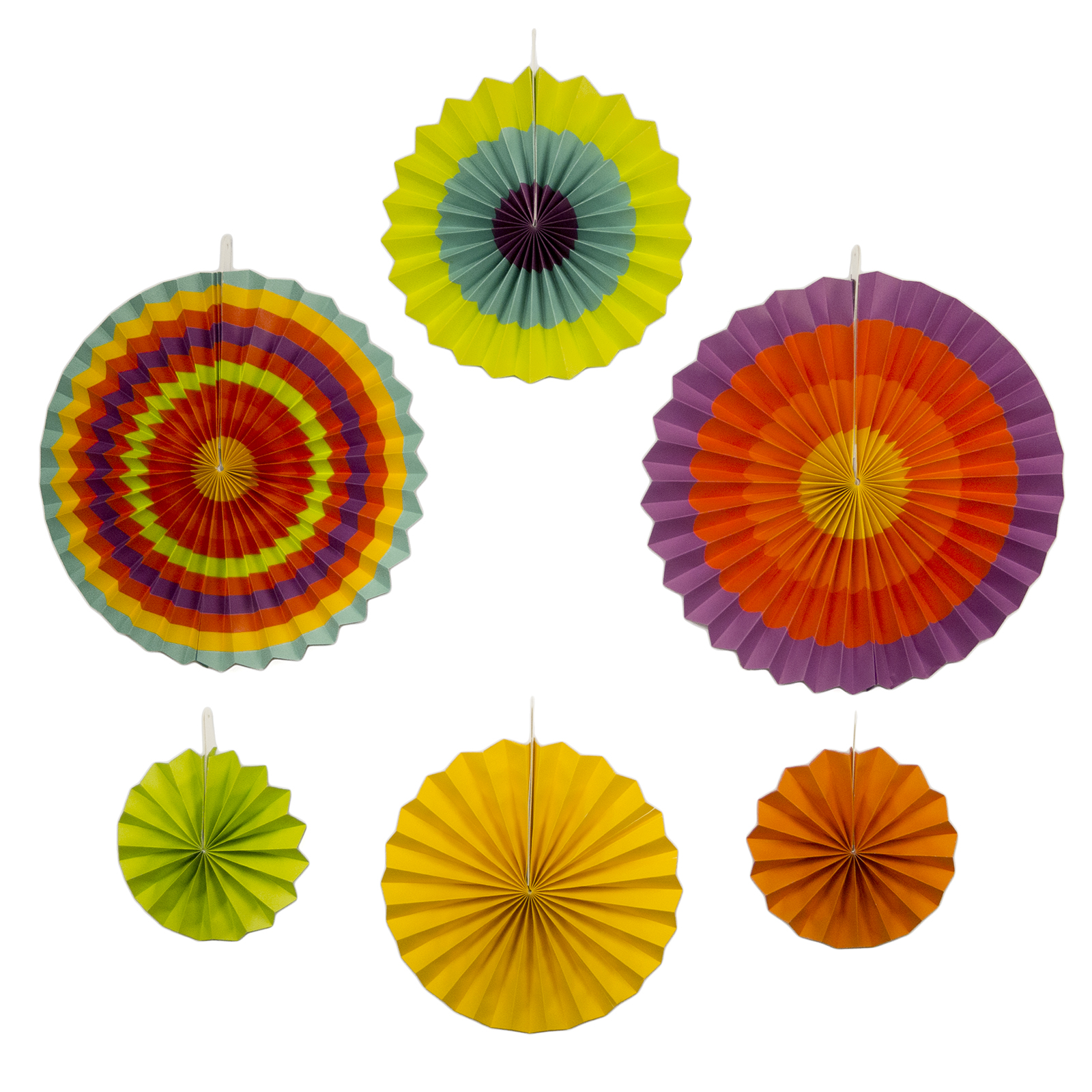 Ifavor123 Com New Fiesta Paper Fan Decorations 6 Assorted Fans 5