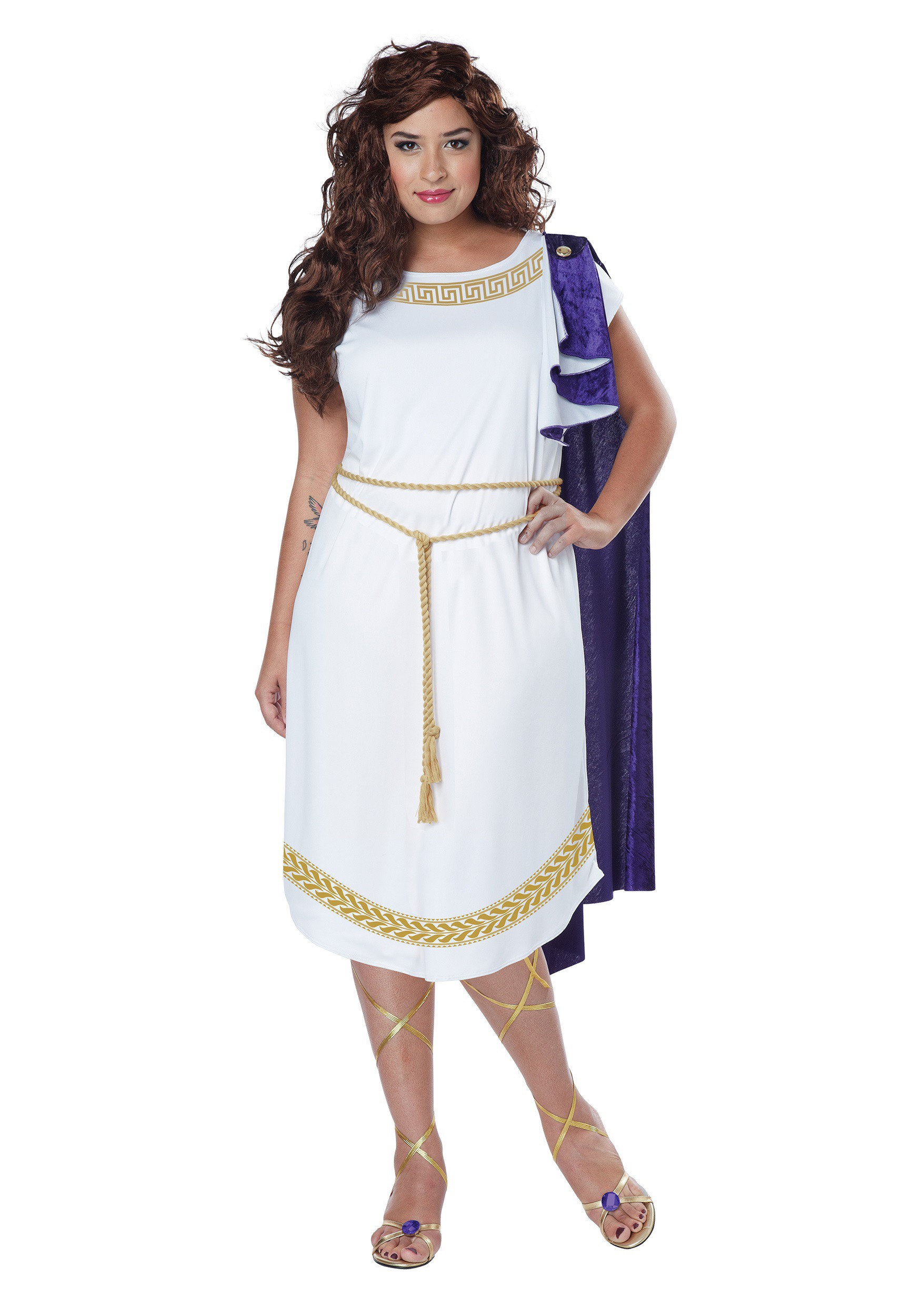 Women's PLUS Roman Greek Grecian Toga Dress w/Rope Belt Adult Halloween ...